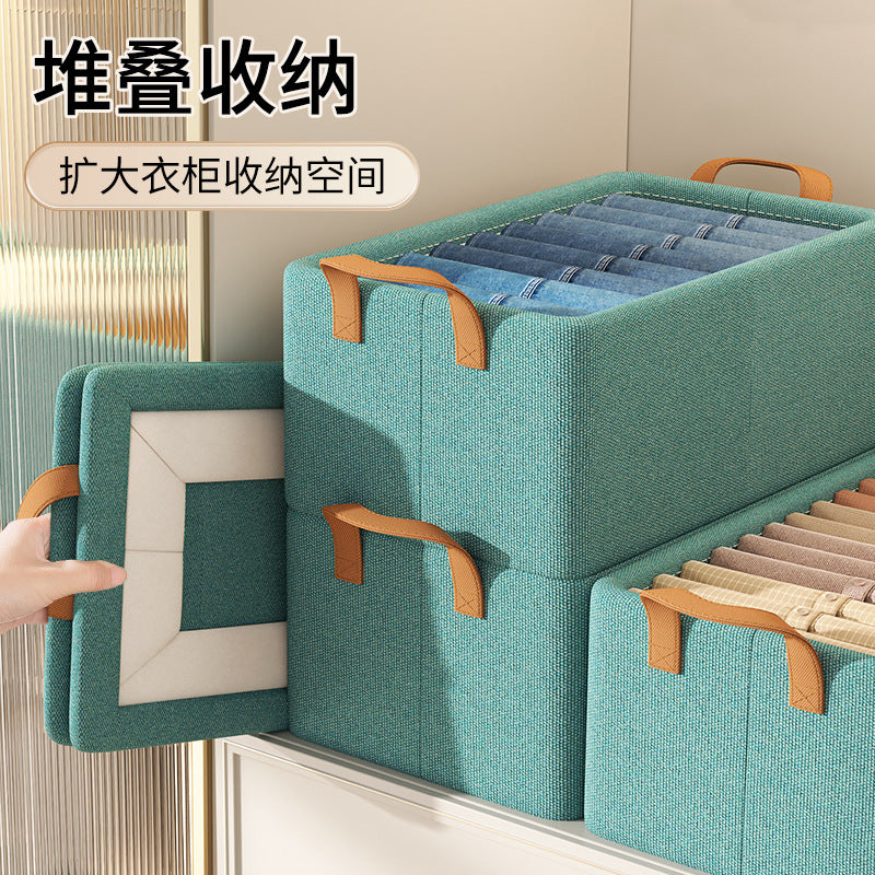 Clothes storage box Household steel frame Yangli clothing pants sorting basket Wardrobe layered storage artifact storage box