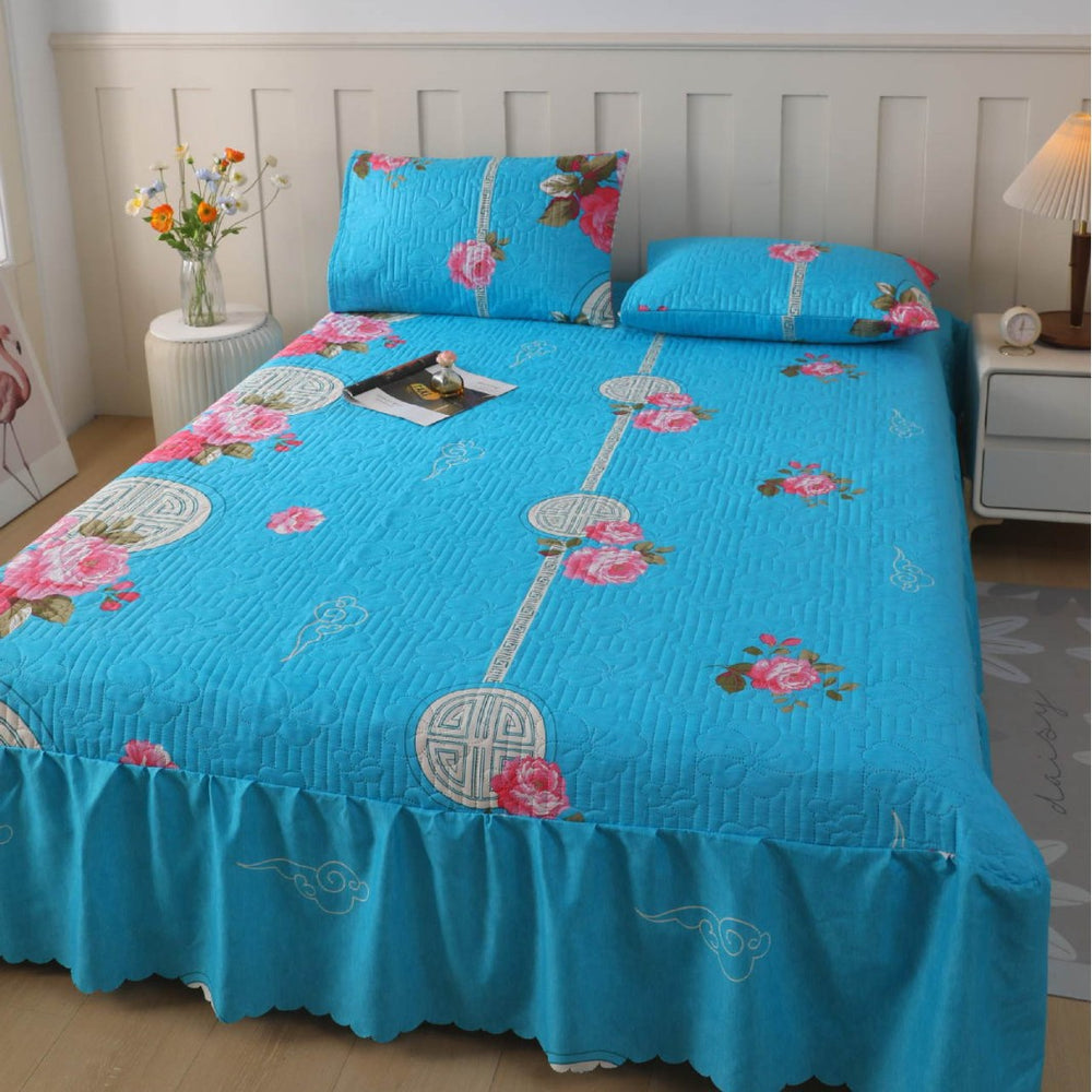 2026 amazon quilted bed skirt bedspread heightened double anti-static breathable mattress simmons bedspread three-piece set