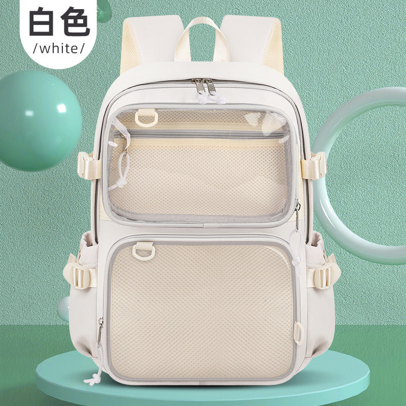 Removable transparent backpack, male and female students trend Korean version of college style school bag, large capacity anti-splashing backpack