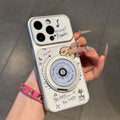 Iphone 16 cd record pattern phone case - instantly upgrade to iphone 17 style with stand function - premium electroplated finish