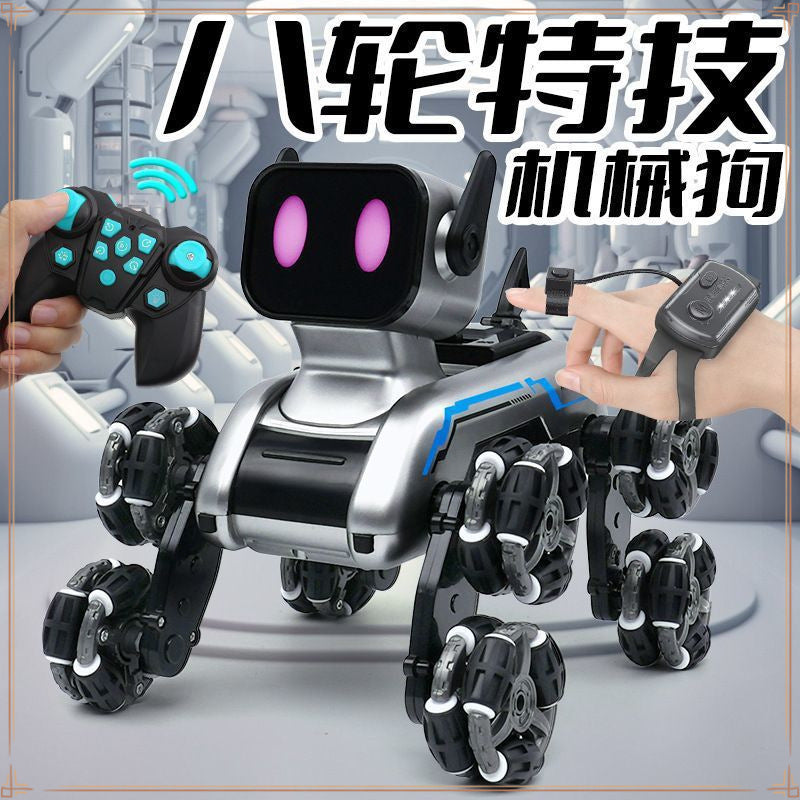 Mechanical eight-wheel machine dog hand induction remote control four-wheel drive car electric robot boys and girls stunts children's toys