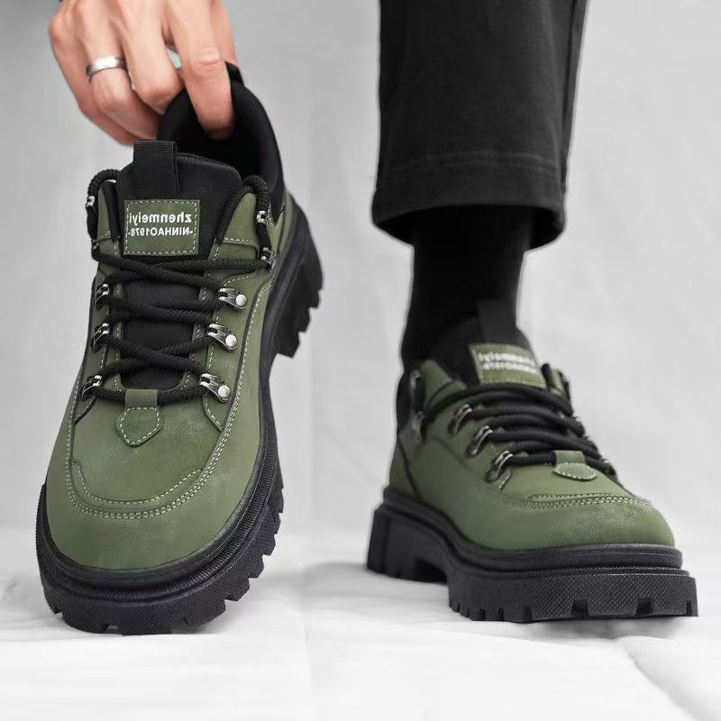 Men's spring 2025 new outdoor work boots: black british style martin boots for work, casual, and labor protection