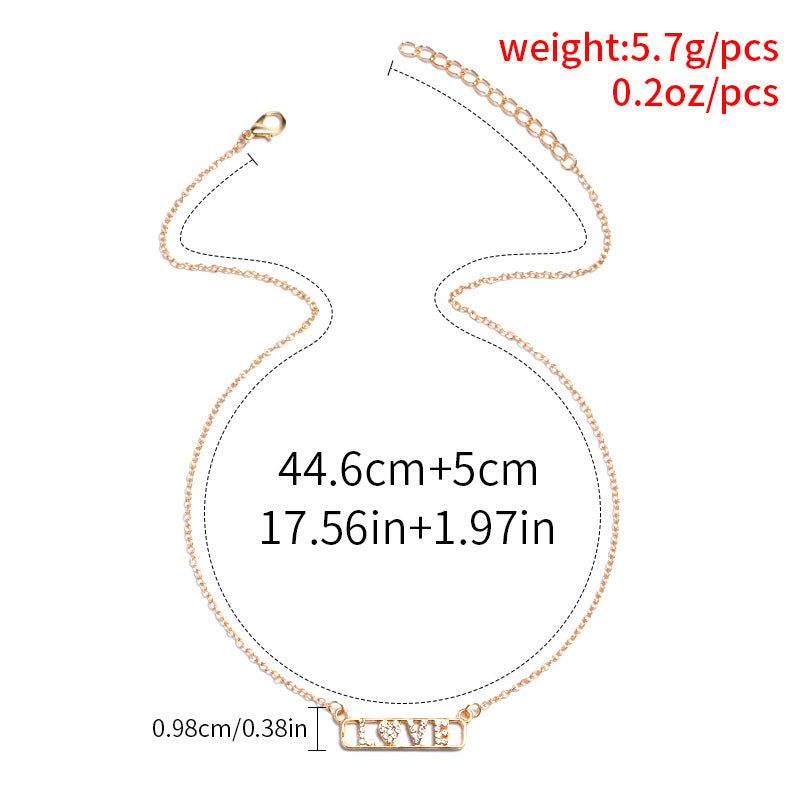 Wholesale letter necklaces - european & american style, cross-border autumn/winter jewelry & accessories, high-end diamond-studded love women's gold-plated choker