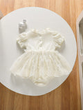 cross-border exclusive: baby rompers - lace-up mesh bodysuits with lace trim, summer triangle onesies