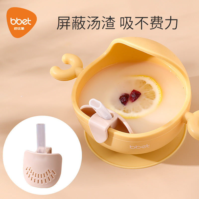Baby elephant snack bowl - portable, spill-proof kids' meal set for on-the-go: includes fruit cup and silicone feeding plate for baby food