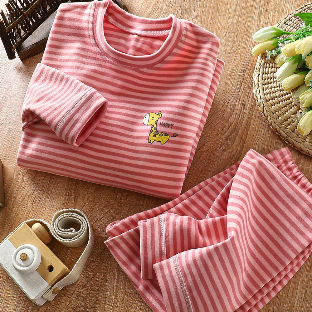 Kids seamless heattechintimatessuit douyin youth ab face boys and girls double-sided brushed autumn clothes autumn pants velvet