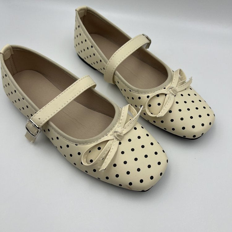 Plus size square toe elegant lace-up mary janes with bow detail - sweet, soft sole, versatile flats