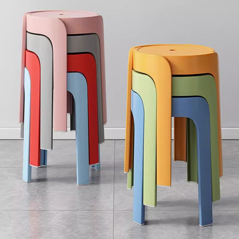 Wholesale plastic stool thickenedfor home stackable round stool scandinavian dining stool casualpopularfashion creative windmill stool