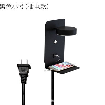 Nordic minimalist wall lamp - bedroom bedside sconce, hotel ambiance wall light, no wiring required, personalized design with usb phone charging