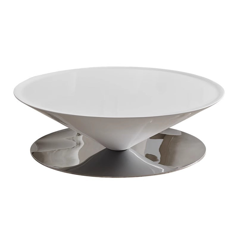 Designer floating saucer coffee table - luxury, high-end, creative living room table - compact round tea table