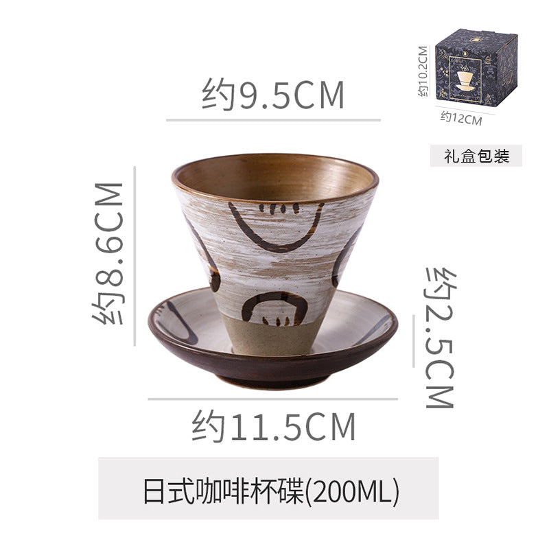 Creative niche style ceramic coffee cup and saucer suitjapanese style mug retro stoneware latte latte cup gift box