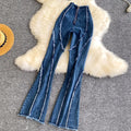 Fashion cross-border export hot girl style denim fashionsuit women's denim suspenders high waist silm pants two-piece set
