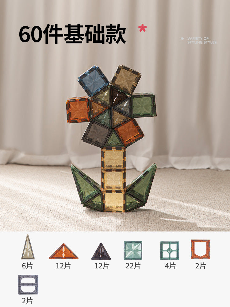 Manlong children's magnetic sheet building block boys and girls educational enlightenment toys magnet assembly magnetic sticker colored window puzzle