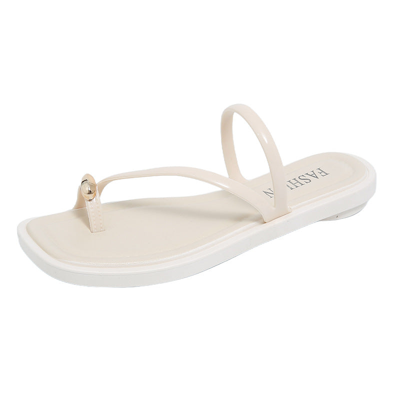 Flatsfrench ring surface sandals toe slippers fairy shoes outweareasiest for matchnew arrival summer vacation beach sandals