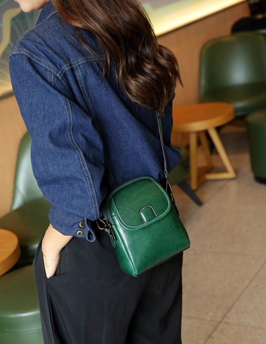 Genuine leather women's bag 2024 new fashion shoulder bag small trendy ladies' phone bag soft leather versatile european and american style crossbody bag