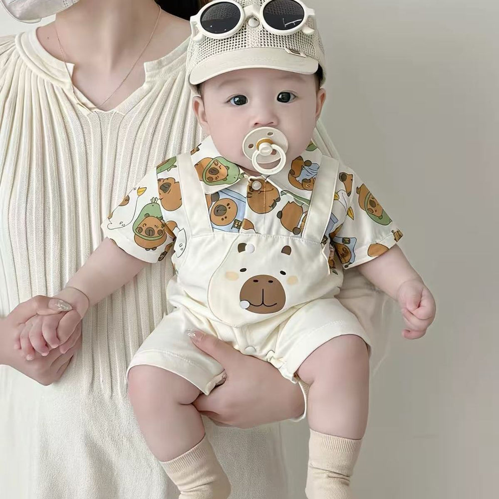 Summer romper short sleeve cartoon onesie baby clothes summer thin polo shirt newborn boy