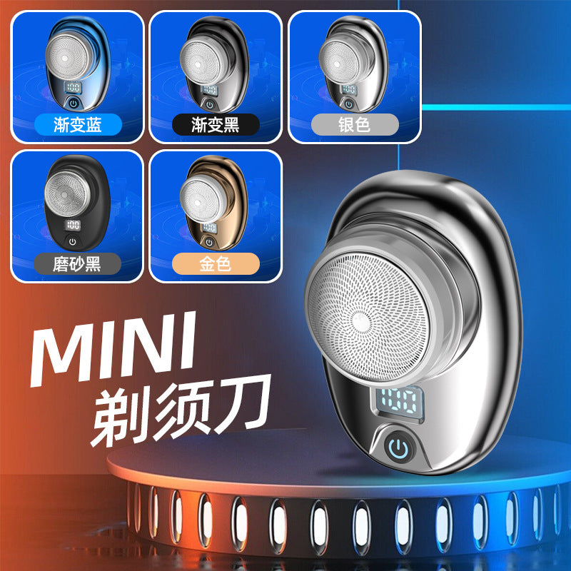 mini electric shaver - portable home use men's razor, travel-friendly, washable, digital display beard trimmer