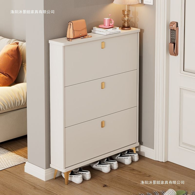 Tipping shoe cabinet solid wood for home door new arrival large capacity entrance cabinet small narrow shoe rack