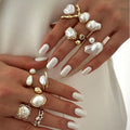 Open pearl ring wholesale - european & american cross-border fashion, high-end ring, unique & luxurious baroque geometric finger ring