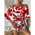 branded new women's hawaiian off-the-shoulder top, tropical party shirt, beach vacation top