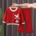 Girls' knit sweater jacket & pants set - new  cartoon bunny design