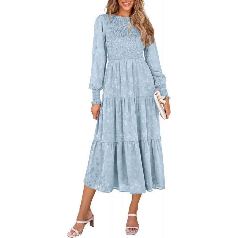 Amazon fashion elegant floral long sleeve dress women's  spring new arrival - graceful and flowy