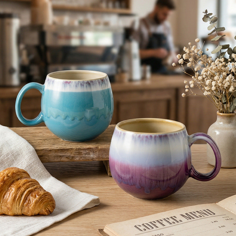 High-style, kiln-fired ceramic mug with a gradient design – perfect for a unique touch to your office afternoon tea. this generously sized mug is ideal for milk, coffee, or any beverage