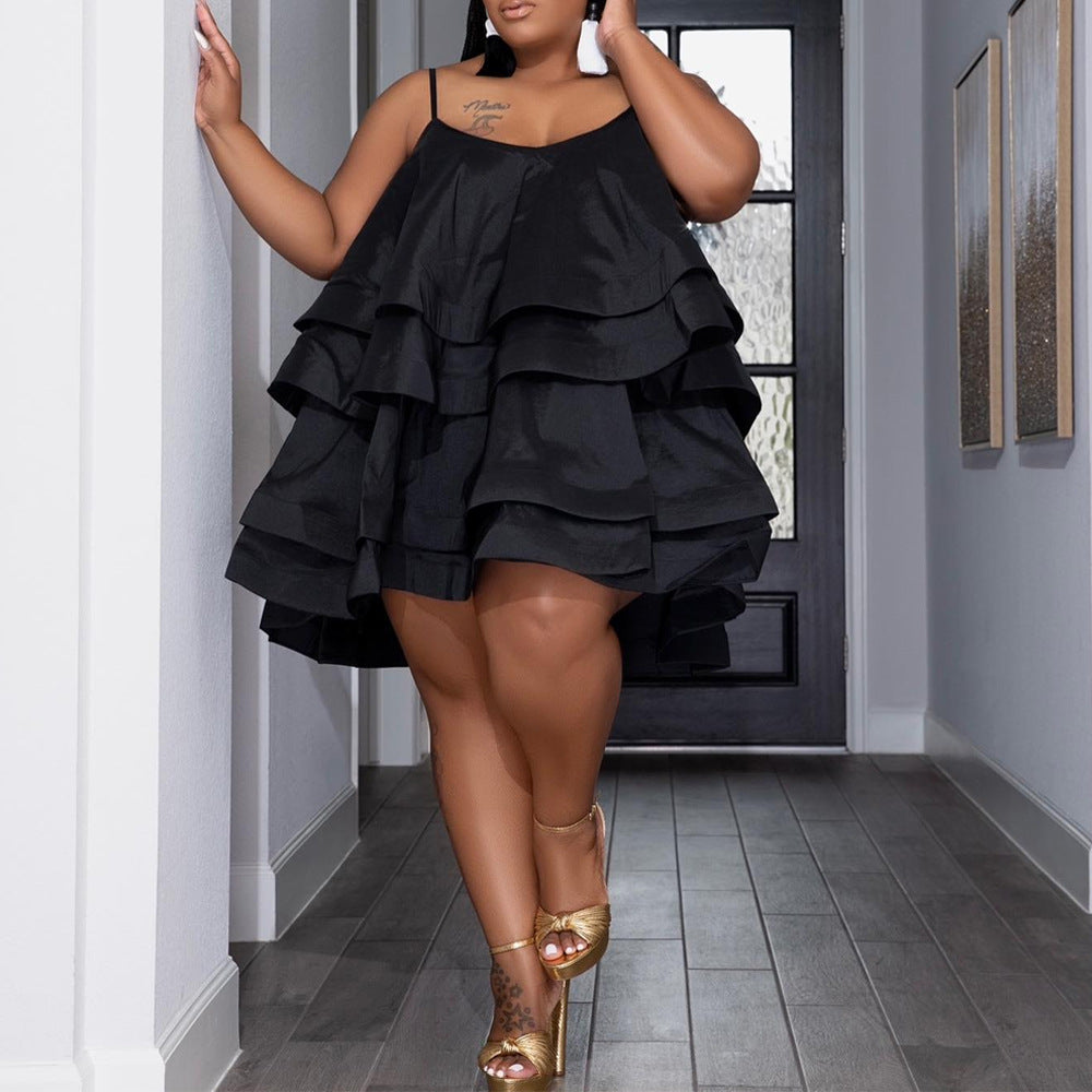 SRS10415 European and American, loose, slim plus size, suspender, cake skirt, puff skirt, dress.