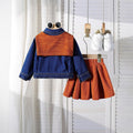 early spring/autumn new denim jacket with knitted shawl, kids' high-waisted cropped denim set