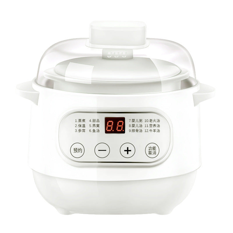 Electric stew pot fully automatic water-stopping stewed bird's nest for 1-2 people ceramic liner baby cooking porridge for home electric casserole stew pot