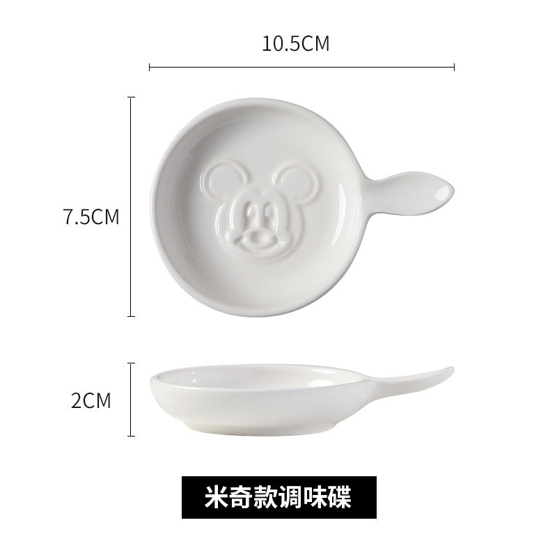 Ceramic tableware cartoon seasoning dipping dish for home bowls and chopsticks creative sauce hotel cute side dishes soy sauce wholesale