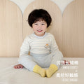 Baby thermal underwear set - soft fleece cotton high-waisted long johns with belly protection - two-piece set for boys and girls