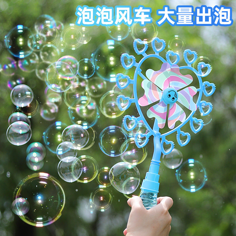Children's colorful windmill bubble wand gatling bubble machine water toy outdoor bubble blowing stall supply night market