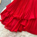 Vacation outfit: women's summer ins style - soft & elegant 3d floral cami top with pleated chiffon skirt & high-waisted, flowy midi skirt