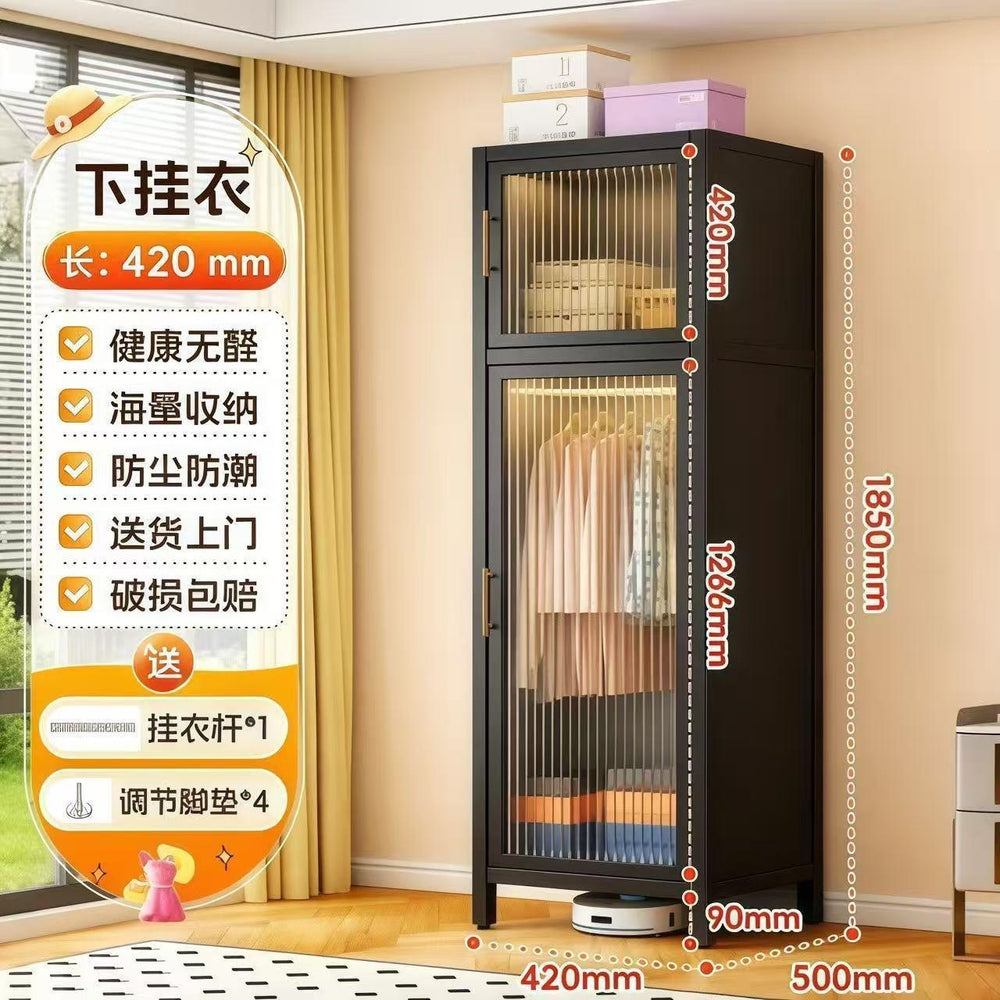 Large capacity steel wardrobe bedroom for home wardrobe rental metal floor standing clothes rack simple assembly storage cabinet