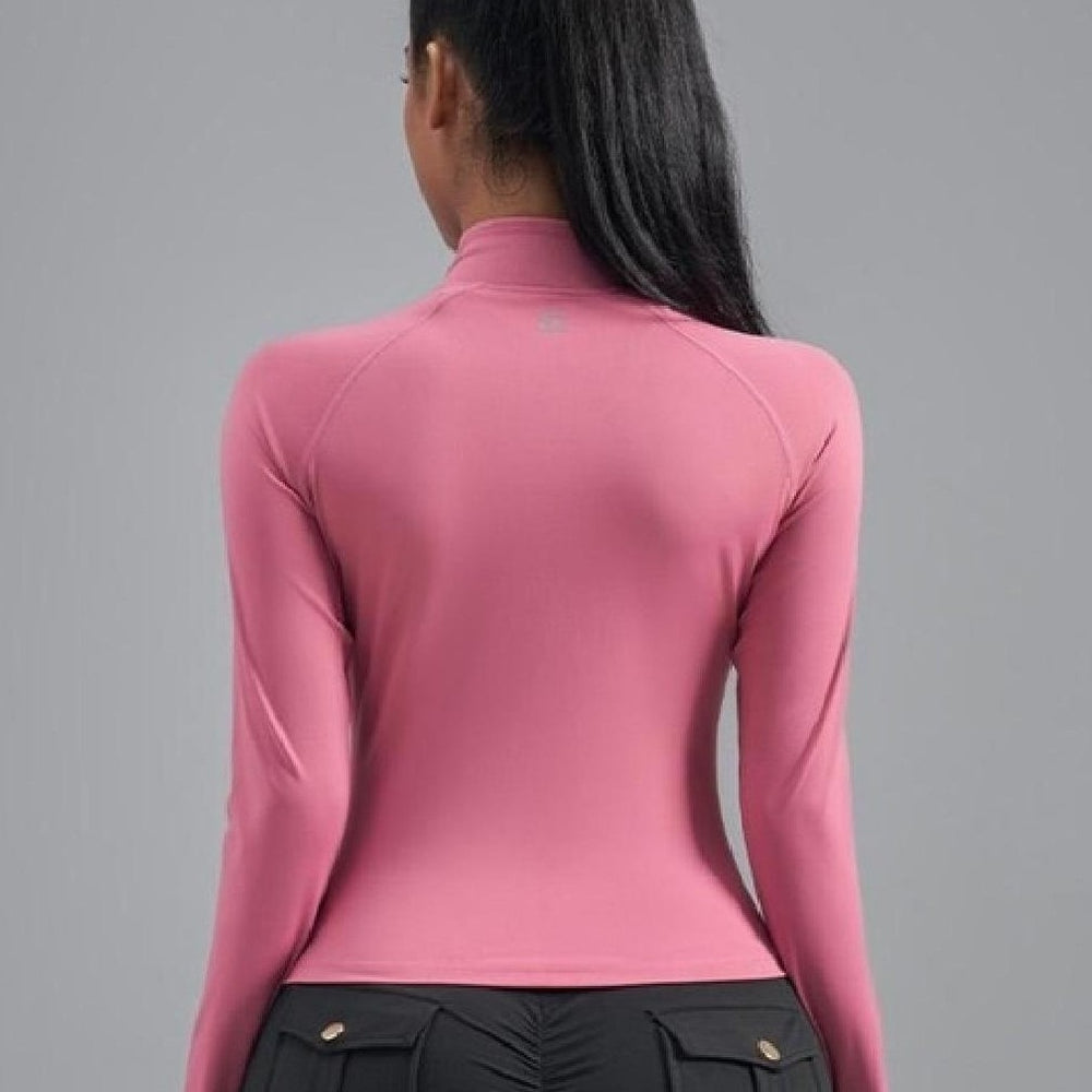 new cross-border european and american style women's slimming and figure-flattering zip-up high-stretch quick-dry fitness top - activewear yoga shirt