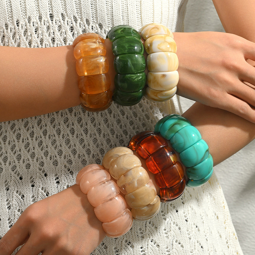 Adjustable resin bracelet wholesale - european & american cross-border jewelry - fashionable, trendy, light luxury, high-end ombre wide bangle for women