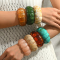Adjustable resin bracelet wholesale - european & american cross-border jewelry - fashionable, trendy, light luxury, high-end ombre wide bangle for women