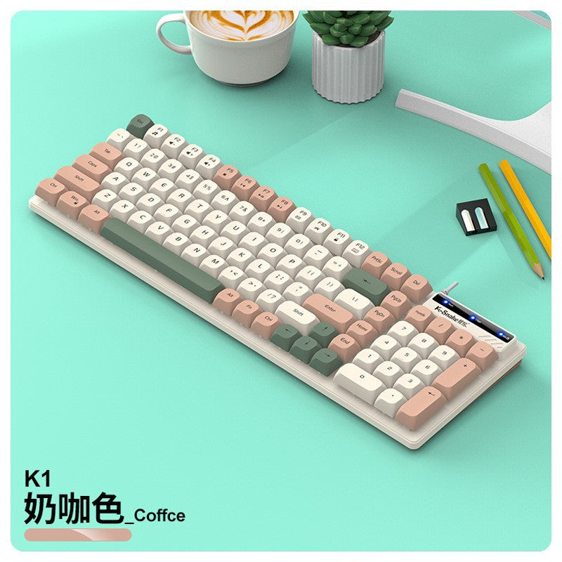 Viper km100 wired keyboard and mouse combo - mechanical feel, color matching, usb, for office, pc, and laptop