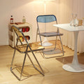 Minimalist folding chair - transparent acrylic photo booth chair for clothing stores, trendy influencer makeup stool, crystal backrest dining chair