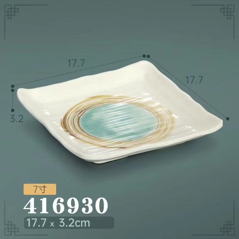 Melamine hot pot side dish plate beef plate imitation porcelain sushi plate korean style barbecue dish plate palace style hotel bowl and dish suit