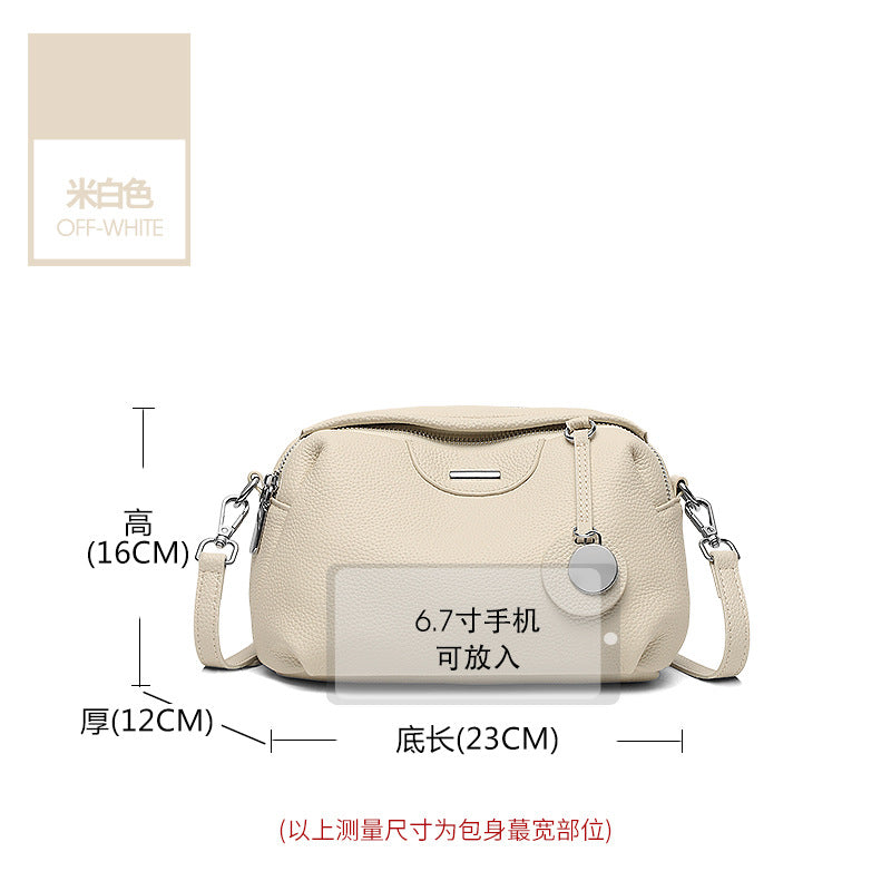 Genuine leather women's shoulder bag 2025 new trendy cowhide fashionable versatile mother bag large capacity simple messenger bag women