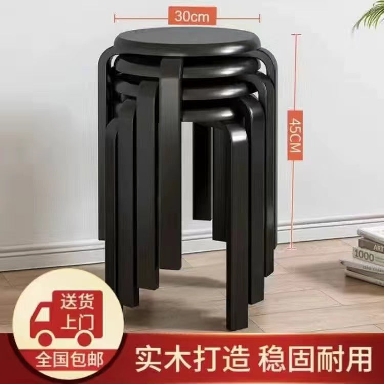 Solid wood stool round stool for home wooden bench soft stool living room coffee table low stool dining stool stackable small stool