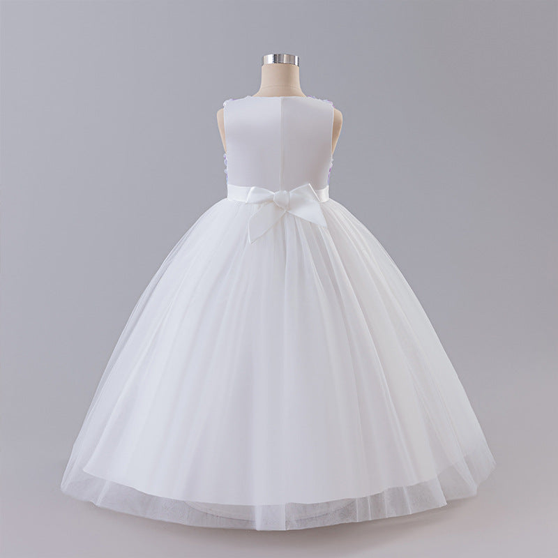 girls' formal dresses runway model evening gowns kids sleeveless long dresses princess dresses wedding dresses tutu skirts