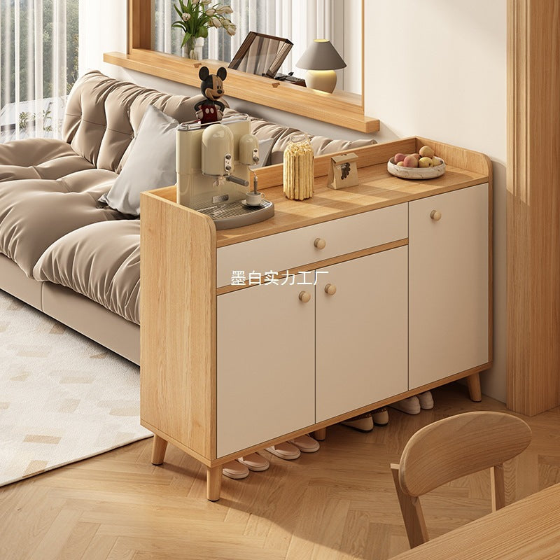 Solid wood shoe cabinet, indoor entrance to the home entrance, simple wall locker, shoe rack, log wind