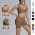 seamless pure color beautiful back tight breathable short high elastic yoga suit sports running fitness yoga suit