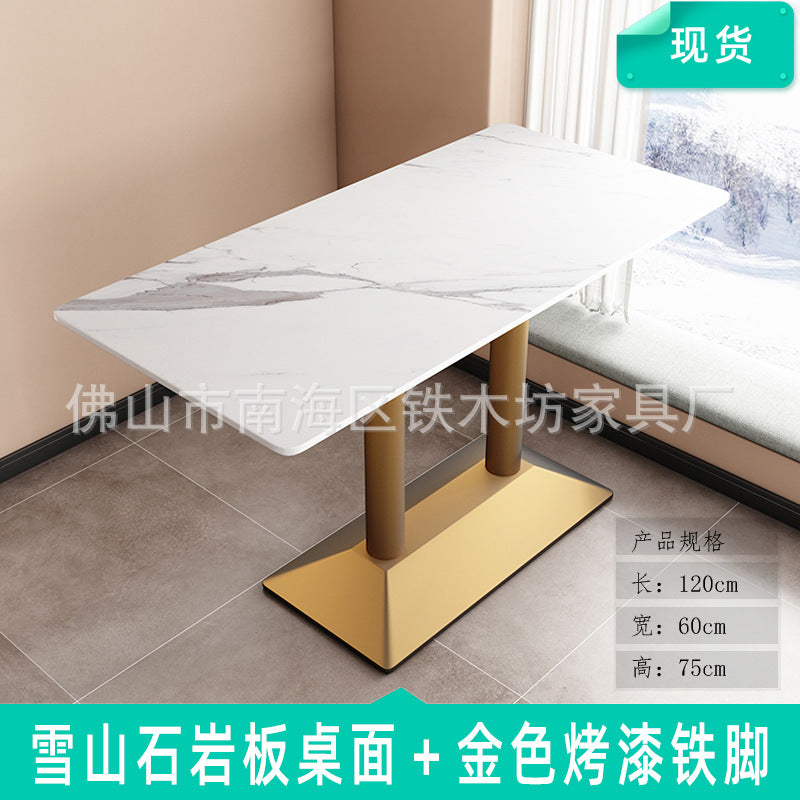 Customized commercial slate dining table simple table bar milk tea fast food restaurant canteen rectangular table apartment negotiation table and chairs