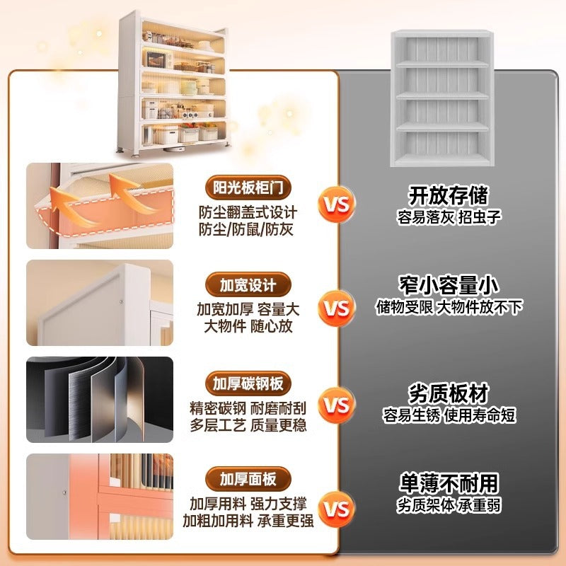 Kitchen storage rack floor-standing multi-layer dust-proof storage cabinet for home multifunctional cupboard sideboard cupboard storage cabinet