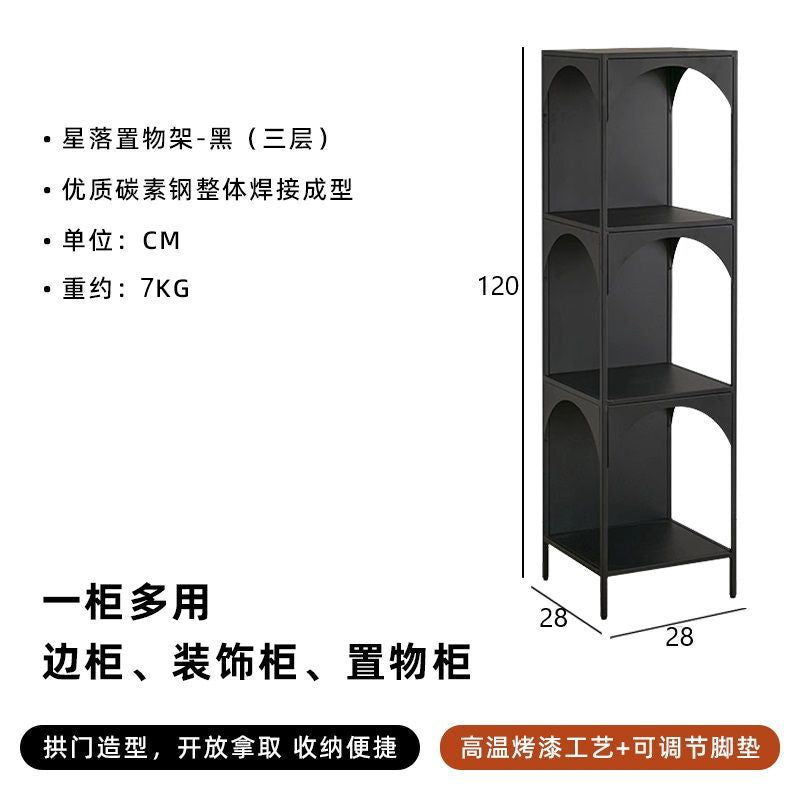 Creative iron bookshelf, floor-standing book and magazine rack for living room, corner bookcase, storage and display shelf, display cabinet