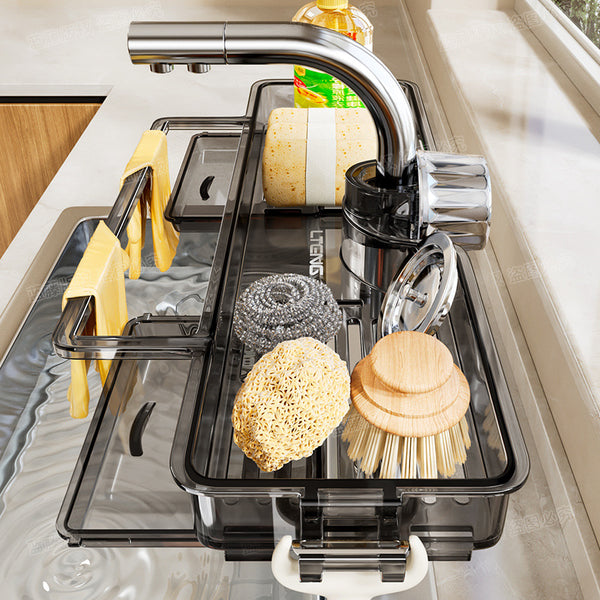 Kitchen faucet rack wall non-punching wall hanging drain rack sponge steel wire ball dishcloth storage rack